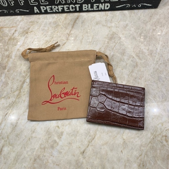 CHRISTIAN LOUBOUTIN W Kios Croc-Embossed Loubinthesky Card Case - Picture 7 of 8